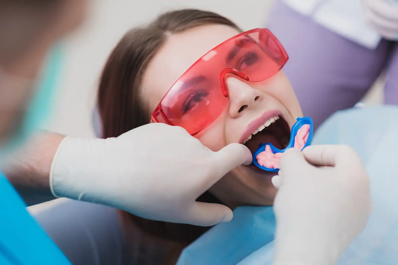 Child getting fluoride treatments