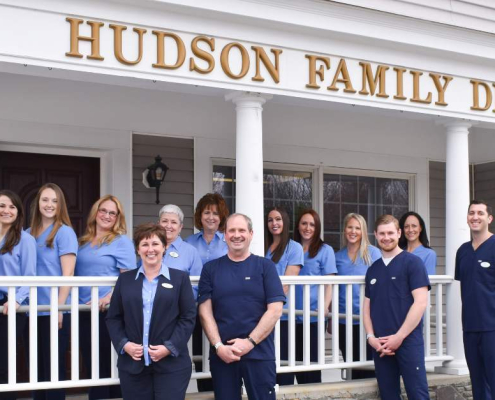 Group photo of the Hudson Family Dental staff.