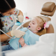 Little girl getting a teeth cleaning at Hudson Family Dental.